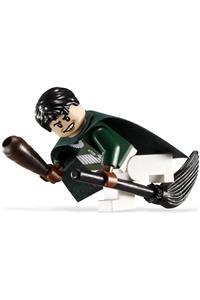 Marcus Flint Minifigure - Marcus Flint in a dark green and white Quidditch uniform - hp107