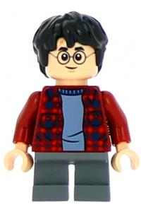 Harry Potter, Dark Red Plaid Flannel Shirt, Dark Bluish Gray Short Legs hp143