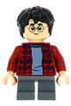 Harry Potter, Dark Red Plaid Flannel Shirt, Dark Bluish Gray Short Legs - hp143