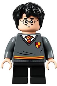 Harry Potter Minifigure - Harry Potter with Gryffindor sweater featuring crest, and black short legs - hp265