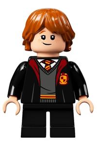Ron Weasley Minifigure - Ron Weasley in Gryffindor robe, sweater, shirt, and tie with black short legs - hp283