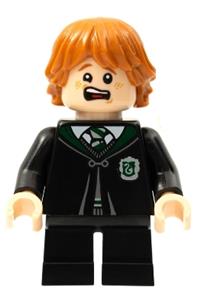 Ron Weasley Minifigure - Ron Weasley wearing a Slytherin robe undergoing a transformation into Vincent Crabbe - hp287