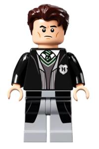 Tom Riddle Minifigure - Tom Riddle in a black long Hogwarts coat and vest with light bluish gray legs - hp311
