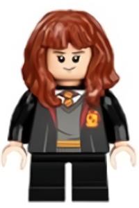 Hermione Granger Minifigure - Hermione Granger with Gryffindor robe open, sweater, shirt with tie, and black short legs - hp315