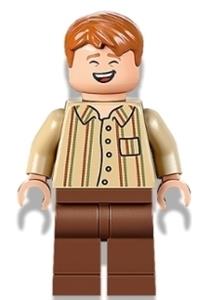 George Weasley Minifigure - George Weasley wearing a tan striped shirt - hp343