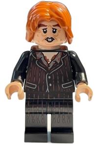 Peter Pettigrew (Wormtail) - Peter Pettigrew minifigure known as Wormtail wearing a black suit with light nougat hands - hp351
