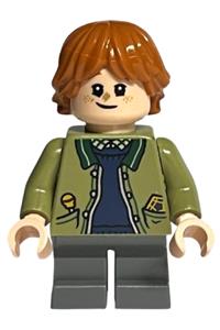Ron Weasley Minifigure - Ron Weasley wearing an olive green jacket - hp376