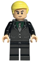 Draco Malfoy wearing a black suit with a Slytherin tie - hp385