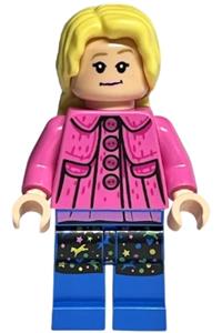 Luna Lovegood Minifigure - Luna Lovegood with long hair wearing a dark pink jacket - hp386