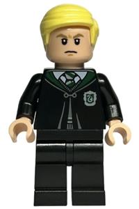 Draco Malfoy Minifigure - Draco Malfoy is wearing a black Slytherin robe and black legs - hp399