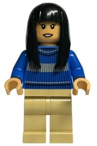 Cho Chang Minifigure - Cho Chang wearing a blue Ravenclaw Quidditch sweater with tan legs - hp402