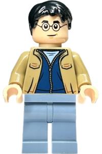Harry Potter Minifigure - Harry Potter with a dark tan jacket and sand blue legs - hp421