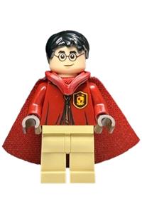 Harry Potter Minifigure - Harry Potter in a Gryffindor Quidditch uniform with a dark red hood and cape - hp427