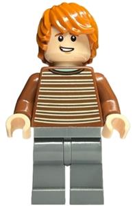 Ron Weasley Minifigure - Ron Weasley wearing a reddish brown striped sweater - hp436