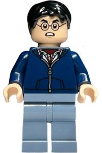 Harry Potter Minifigure - Harry Potter with a dark blue hoodie and sand blue legs - hp443