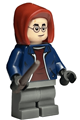 A Harry Potter minifigure wearing a dark blue jacket with a dark red shirt, dark bluish gray medium legs, and a dark red hood - hp458
