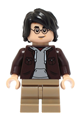 Harry Potter with a dark brown open jacket and dark tan medium legs - hp467