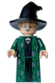 Professor Minerva McGonagall - Dark Green Robe over Black Dress, Hat with Hair, Printed Arms - hp473