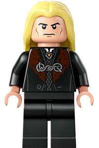 Lucius Malfoy Minifigure - Lucius Malfoy with bright light yellow hair wearing a black robe and plain legs - hp501