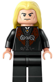 Lucius Malfoy with bright light yellow hair wearing a black robe and plain legs - hp501