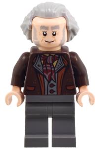 Garrick Ollivander Minifigure - Garrick Ollivander with hair swept back, wearing a dark brown jacket - hp504