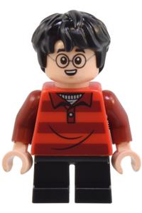 Harry Potter Minifigure - Harry Potter with a red striped sweater and black short legs - hp509