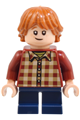 Ron Weasley wearing a dark red plaid shirt with dark blue short legs - hp513