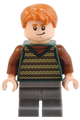 Fred Weasley wearing a dark green striped sweater vest with dark bluish gray medium legs - hp515