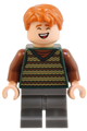 George Weasley wearing a dark green striped sweater vest with dark bluish gray medium legs - hp516