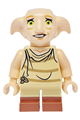 Dobby the elf minifigure with light nougat skin, open mouth expression, and reddish brown boots - hp534