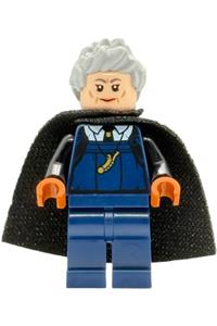 Madam Rolanda Hooch Minifigure - Madam Rolanda Hooch with a light nougat head, dark blue outfit with large whistle, and black spongy cape - hp541