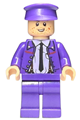 Stanley Shunpike wearing a Knight Bus Conductor uniform with a black tie and lavender shirt - hp546