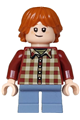 Ron Weasley wearing a dark red plaid shirt and sand blue short legs - hp577