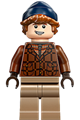 Ron Weasley wearing a reddish brown jacket, dark tan legs, and a dark blue beanie - hp585
