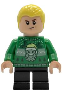 Draco Malfoy Holiday Sweater - Draco Malfoy wearing a green holiday sweater with black short legs - hp591