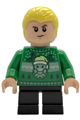 Draco Malfoy wearing a green holiday sweater with black short legs - hp591