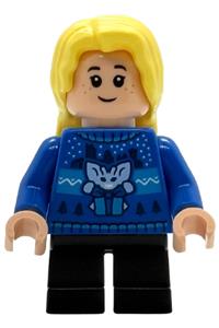 Luna Lovegood Holiday Sweater - Luna Lovegood wearing a blue holiday sweater and black short legs - hp594