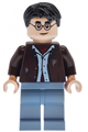 Harry Potter wearing a dark brown open jacket and sand blue legs - hp597