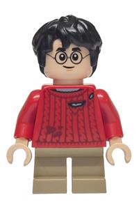 Harry Potter Minifigure - Harry Potter wearing a red torn sweater and dark tan short legs - hp610