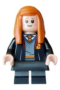 Ginny Weasley Minifigure - Ginny Weasley wearing an open Gryffindor robe over a skirt with black short legs - hp627