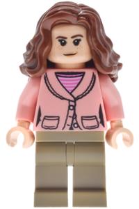 Hermione Granger Minifigure - Hermione Granger with a warm pink jacket and dark tan legs - hp632