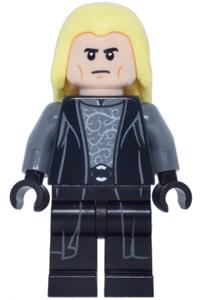 Lucius Malfoy Minifigure - Lucius Malfoy in a Death Eater outfit with bright light yellow hair and printed legs - hp638