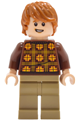 Ron Weasley wearing a reddish brown sweater with yellow and orange plaid - hp644