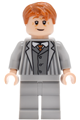 Arthur Weasley wearing a light bluish gray suit, with wrinkles and a smile/frown - hp645