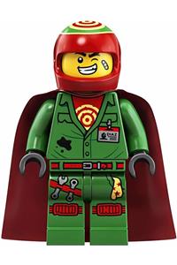Douglas Elton / El Fuego Minifigure - Douglas Elton / El Fuego with coveralls veralls with helmet and cape - hs010