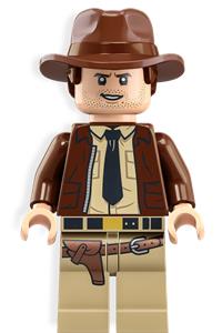 Indiana Jones - dark brown jacket, black tie, reddish brown dual molded hat with hair, light nougat hands iaj046