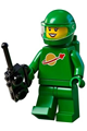 Classic Green Spacewoman with airtanks and motorcycle - idea008