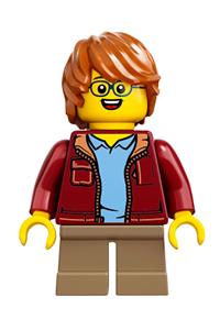 Boy with glasses, dark red jacket, dark orange hair tousled with side part idea055