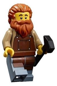 Blacksmith Minifigure - Blacksmith wearing a reddish brown apron - idea082