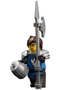 Black Falcon Minifigure - Female Black Falcon minifigure wearing pearl dark gray armor - idea084